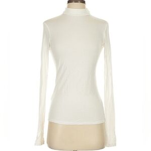 Like New Small White Turtleneck MNG Tee Long Sleeve Shirt Mockneck Soft Cotton